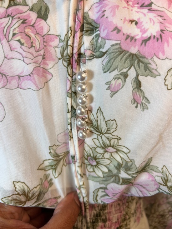 Chicwish Pink Floral Maxi Dress on Cream - Picture 6 of 10